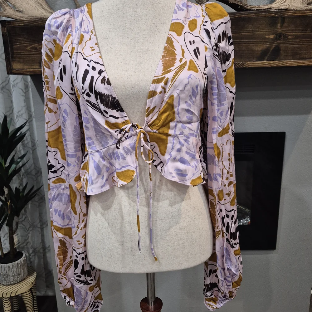 For Love And Lemons Floral Crop Top Size Small - Picture 2 of 6